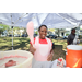 Woman holding cotton candy at Spring Family Picnic in Jordan Park.