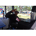 DJ waiving at Spring Family Picnic in Jordan Park.