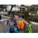  Two young girls dressed in costumes at Trunk or Treat event. 