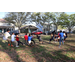  Youth participating in a tug of war game at the Spring Family Picnic event in Jordan Park. 